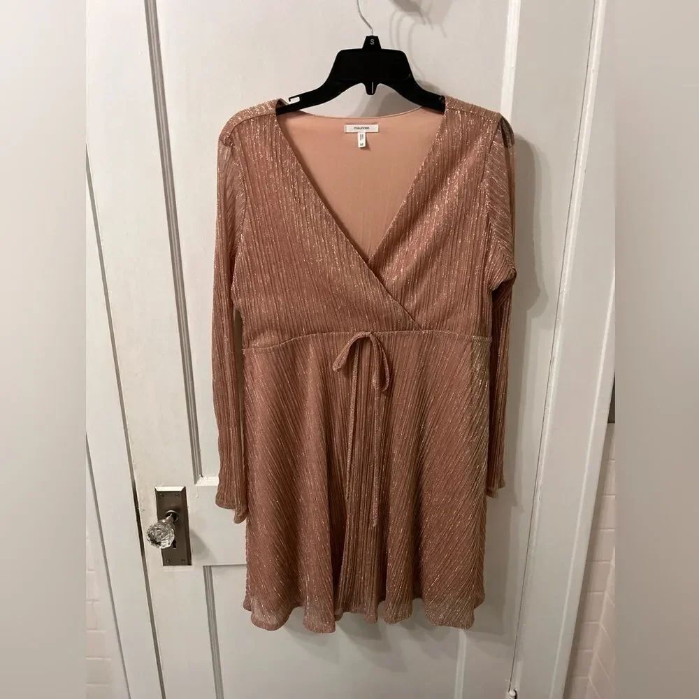 Maurices Never worn Metallic Pink V-Neck Dress